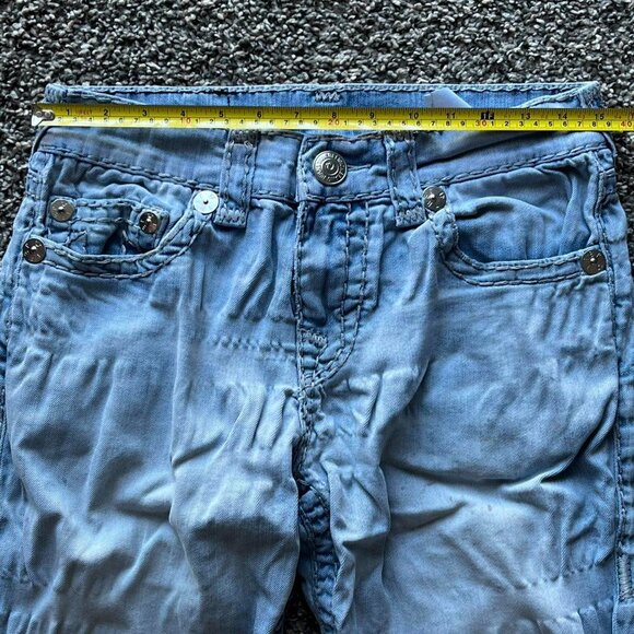 True Religion Light Blue Distressed Denim Jeans Mens 30 Midrise Relaxed Slim Fit - Picture 4 of 8